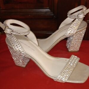 ANTONIO MELANI Glittering Silver Block Heels